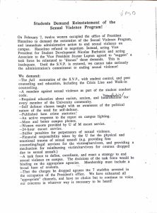 A list of demands from the RSVP campaign, from the University Archives.