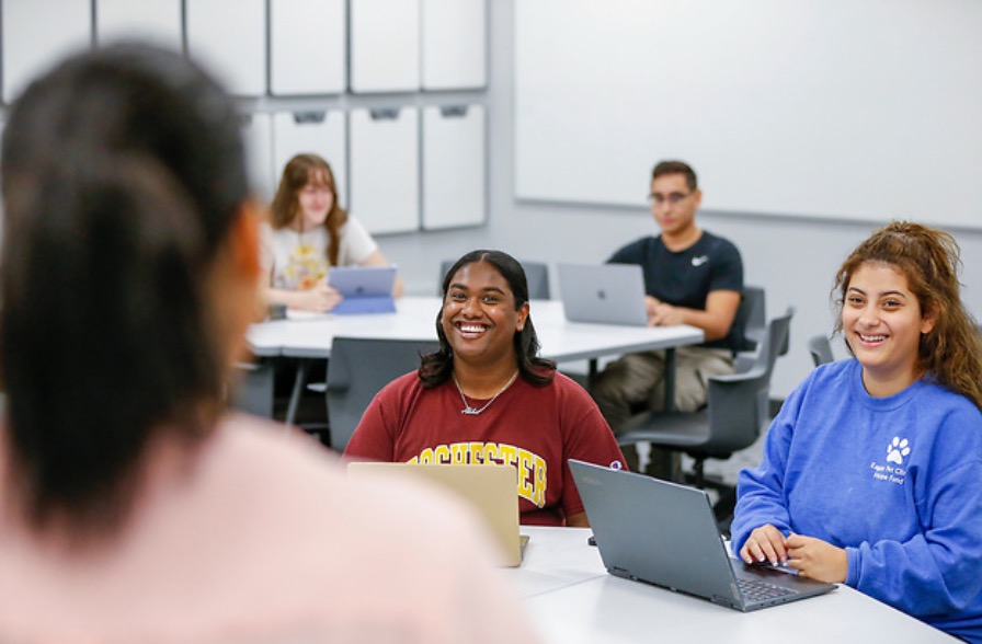 Students attending a workshop.